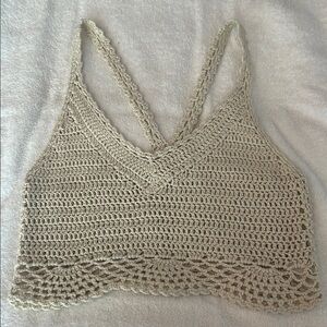 Garage Tan Cream Sleeveless Crop Tank Top